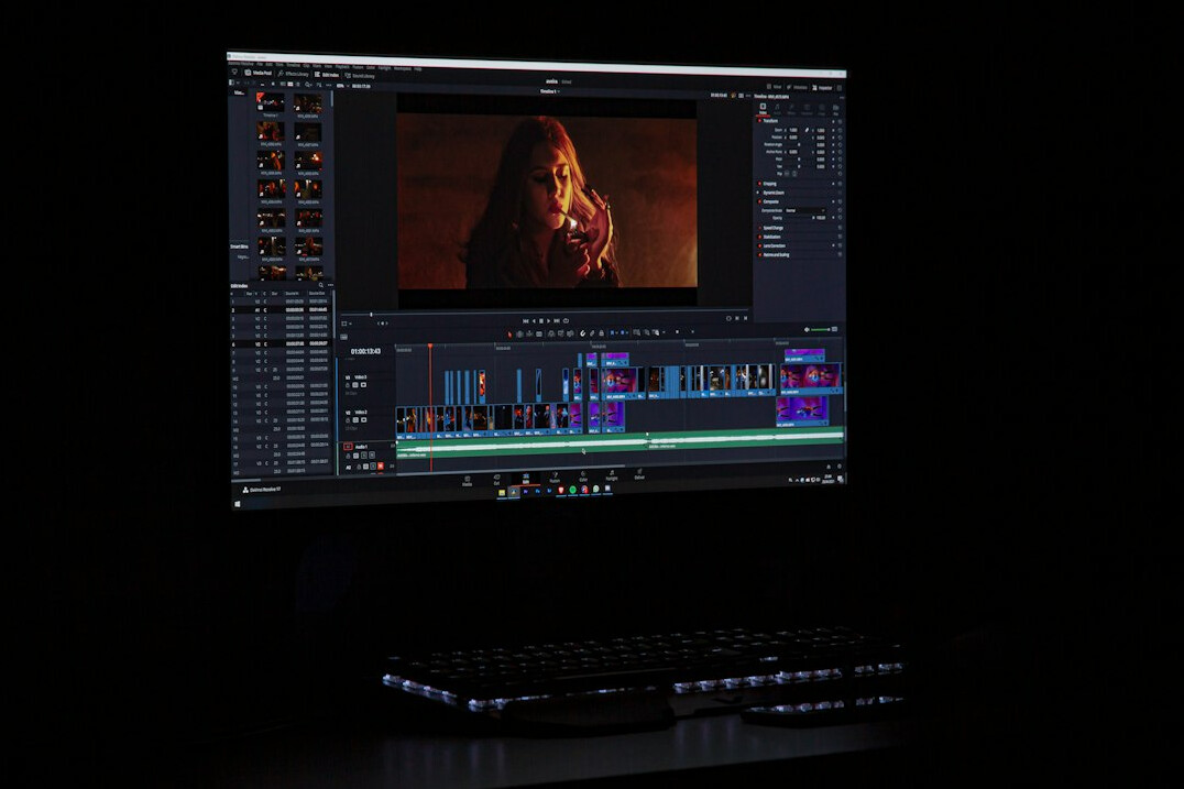 video editor at computer