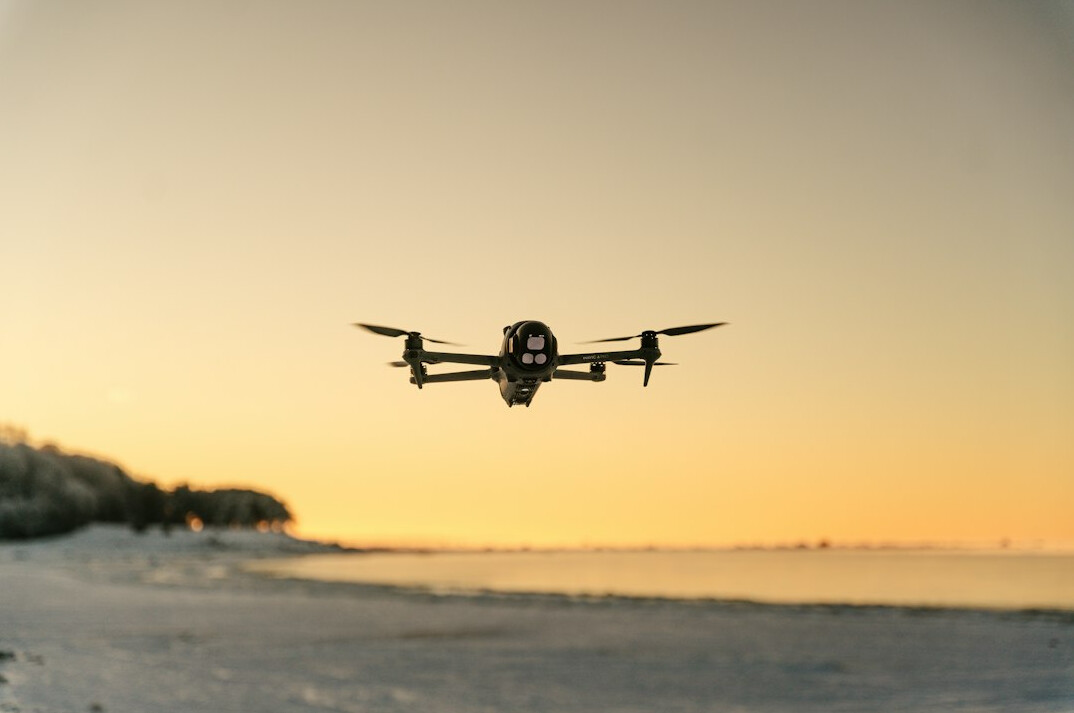 drone flying over landscape